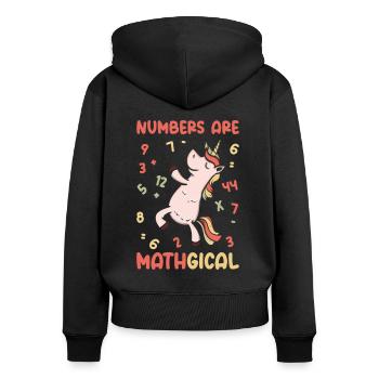 Mathematik Zahlenliebhaber Mathematik Einhorn - Frauen Premium Bio Zip Hoodie - Schwarz - Hinten - Julia (174cm)