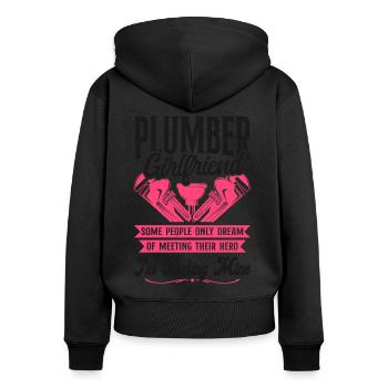 Plumbing Plumber Girlfriend - Women's Premium Organic Zip Hoodie - black - Back - Julia (174cm)