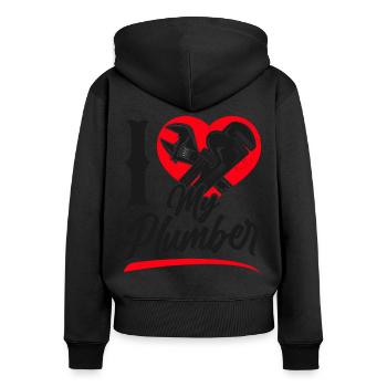 Plumbing Plumber Girlfriend Wife - Frauen Premium Bio Zip Hoodie - Schwarz - Hinten - Julia (174cm)