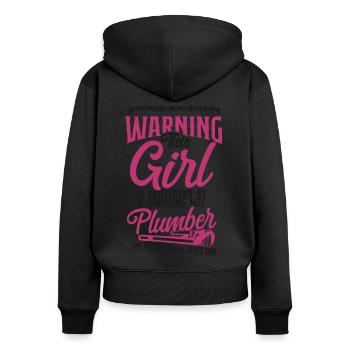 Plomberie plombier Petite amie Femme - Sweat à capuche zippé Premium bio Femme - noir - Dos - Julia (174cm)