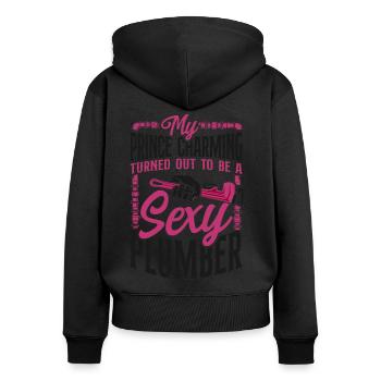 Plumbing Plumber My Prince - Women's Premium Organic Zip Hoodie - black - Back - Julia (174cm)