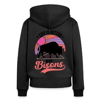Life is better with a buffalo Buffalo - Women's Premium Organic Zip Hoodie - black - Back - Julia (174cm)