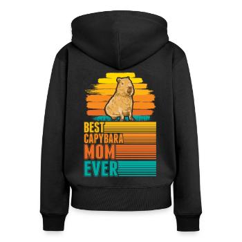 Best Capybara Mom Ever Wasserschwein Mama - Women's Premium Organic Zip Hoodie - black - Back - Julia (174cm)