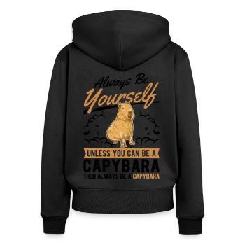 Soyez toujours vous-même Capybara Wasserschwein - Sweat à capuche zippé Premium bio Femme - noir - Dos - Julia (174cm)