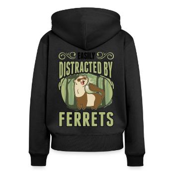 Easily distracted by Foxes Fuchs - Women's Premium Organic Zip Hoodie - black - Back - Julia (174cm)