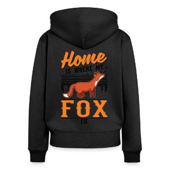La maison est l’endroit où se trouve mon renard - Sweat à capuche zippé Premium bio Femme - noir - Dos - Julia (174cm)