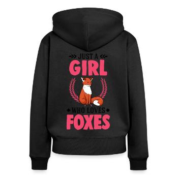 Cadeau Fox Girl - Sweat à capuche zippé Premium bio Femme - noir - Dos - Julia (174cm)