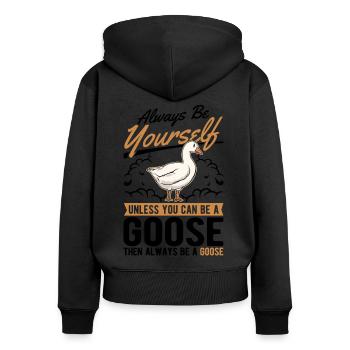 Oies Cadeau Goose Lovers Goose Éleveurs d’oies - Sweat à capuche zippé Premium bio Femme - noir - Dos - Julia (174cm)
