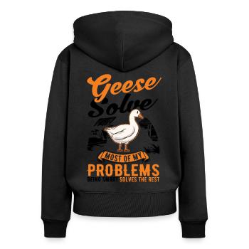 Geese Gift Goose Lovers Goose Breeders - Women's Premium Organic Zip Hoodie - black - Back - Julia (174cm)