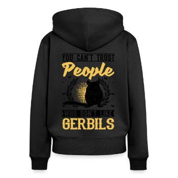 Gerbil Geschenk Mongolische Rennratte Rennmaus - Frauen Premium Bio Zip Hoodie - Schwarz - Hinten - Julia (174cm)