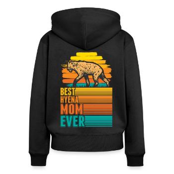 Best Hyena Mom Ever Hyänen Mama Erdwolf - Frauen Premium Bio Zip Hoodie - Schwarz - Hinten - Julia (174cm)