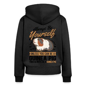 Meerschweinchen Geschenk Guinea Pig - Frauen Premium Bio Zip Hoodie - Schwarz - Hinten - Julia (174cm)