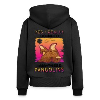 Oui, j’ai vraiment besoin de tous ces Pangolins - Sweat à capuche zippé Premium bio Femme - noir - Dos - Julia (174cm)