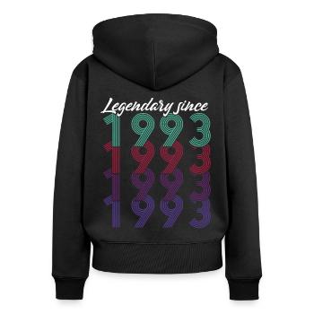30th Birthday Vintage 1993 Legendary Since 1993 - Women's Premium Organic Zip Hoodie - black - Back - Julia (174cm)