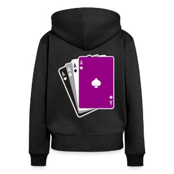 Asexuell Karten Flagge - Frauen Premium Bio Zip Hoodie - Schwarz - Hinten - Julia (174cm)