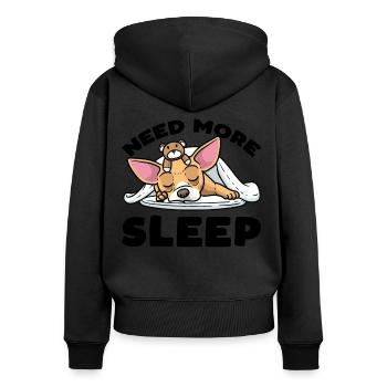 Chiweenie Hund Mit Kuscheltier Schlafen Schlummern - Frauen Premium Bio Zip Hoodie - Schwarz - Hinten - Julia (174cm)