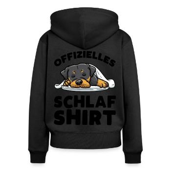 Rottweiler Hund Schlaf Schlafen Schlummern - Frauen Premium Bio Zip Hoodie - Schwarz - Hinten - Julia (174cm)