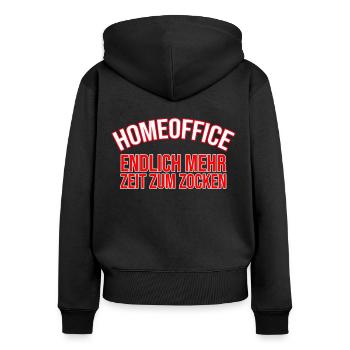 Homeoffice Zocken Gaming Lustig - Frauen Premium Bio Zip Hoodie - Schwarz - Hinten - Julia (174cm)
