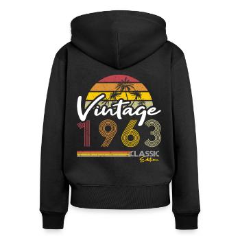 60th Anniversary Vintage 1963 Classic Edition - Women's Premium Organic Zip Hoodie - black - Back - Julia (174cm)