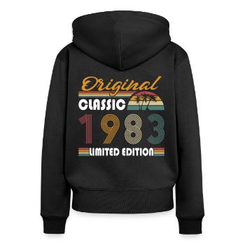 40th birthday Original Classic 1983 - Women's Premium Organic Zip Hoodie - black - Back - Julia (174cm)