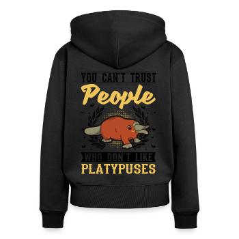 Platypus Gift Platypus - Women's Premium Organic Zip Hoodie - black - Back - Julia (174cm)