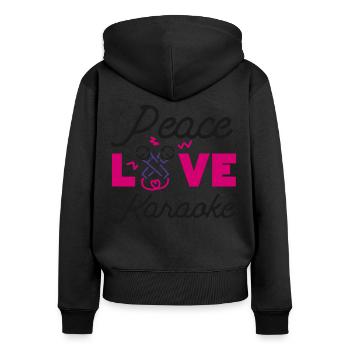 Karaoke Singer 80s Retro Peace - Frauen Premium Bio Zip Hoodie - Schwarz - Hinten - Julia (174cm)