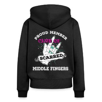 Hairdresser Shirt Proud Member Funny Saying - Women's Premium Organic Zip Hoodie - black - Back - Julia (174cm)
