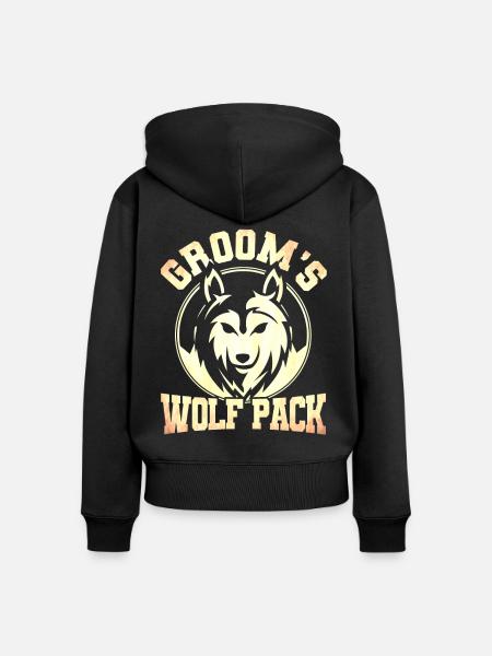 Grooms Wolf Pack - Frauen Premium Bio Zip Hoodie - Schwarz