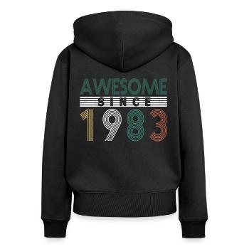 40. Geburtstag Jahrgang 1983 Awesome Since 1983 - Frauen Premium Bio Zip Hoodie - Schwarz - Hinten - Julia (174cm)