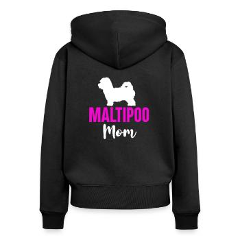 Maltipoo Familienhund Geschenk - Frauen Premium Bio Zip Hoodie - Schwarz - Hinten - Julia (174cm)