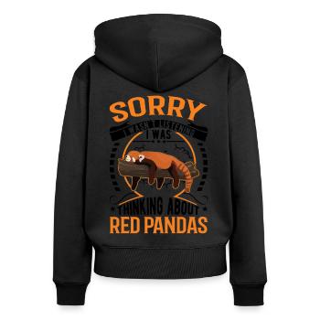 Red Panda Cadeau Panda Rouge - Sweat à capuche zippé Premium bio Femme - noir - Dos - Julia (174cm)