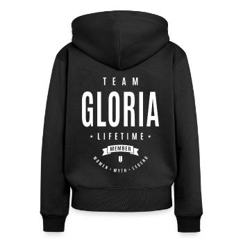 Gloria Personalized Name - Women's Premium Organic Zip Hoodie - black - Back - Julia (174cm)