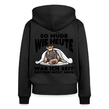Rauhaardackel Hund Schlafen Schlummern So Müde Wie - Frauen Premium Bio Zip Hoodie - Schwarz - Hinten - Julia (174cm)