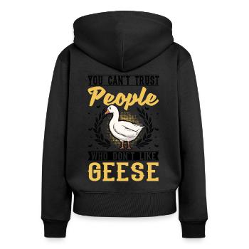 Geese Gift Goose Lovers Goose Breeders - Women's Premium Organic Zip Hoodie - black - Back - Julia (174cm)