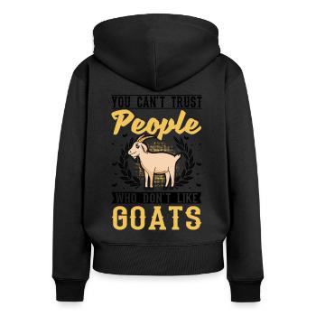 Chèvres Cadeau Chèvre Hôte Chèvre - Sweat à capuche zippé Premium bio Femme - noir - Dos - Julia (174cm)