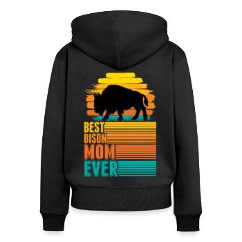 Meilleure maman bison de tous les temps Buffle d’eau Buffle - Sweat à capuche zippé Premium bio Femme - noir - Dos - Julia (174cm)