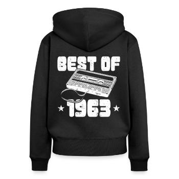 60. Geburtstag Jahrgang 1963 Best of 1963 - Frauen Premium Bio Zip Hoodie - Schwarz - Hinten - Julia (174cm)