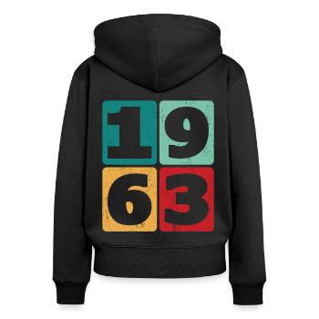 60th birthday born 1963 Collage - Women's Premium Organic Zip Hoodie - black - Back - Julia (174cm)