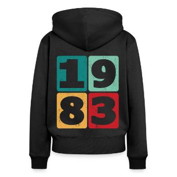 40th birthday born 1983 Collage - Women's Premium Organic Zip Hoodie - black - Back - Julia (174cm)