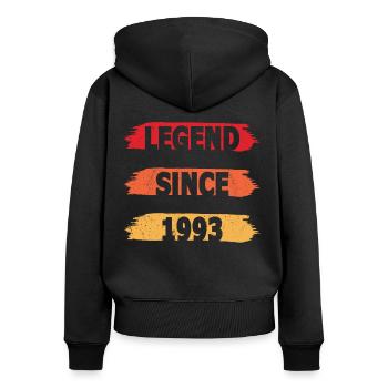 30e anniversaire né en 1993 Légende depuis 1993 - Sweat à capuche zippé Premium bio Femme - noir - Dos - Julia (174cm)