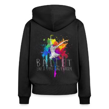 Ballett: Wie ein Sport, nur härter. Tänzer Klassik - Frauen Premium Bio Zip Hoodie - Schwarz - Hinten - Julia (174cm)