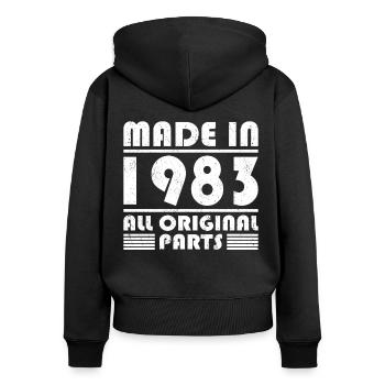40. Geburtstag Made in 1983 All Original Parts - Frauen Premium Bio Zip Hoodie - Schwarz - Hinten - Julia (174cm)