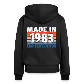 40. Geburtstag Made in 1983 Limited Edition - Frauen Premium Bio Zip Hoodie - Schwarz - Hinten - Julia (174cm)