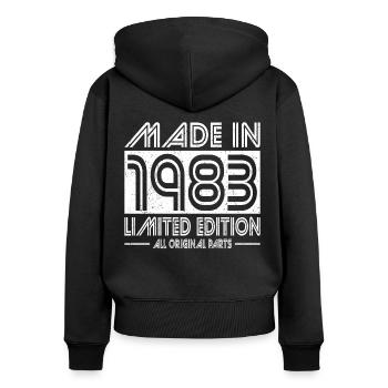 40. Geburtstag Made in 1983 Limited Edition - Frauen Premium Bio Zip Hoodie - Schwarz - Hinten - Julia (174cm)