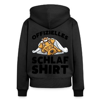 Welsh Terrier Hund Mit Kuscheltier Schlaf - Frauen Premium Bio Zip Hoodie - Schwarz - Hinten - Julia (174cm)