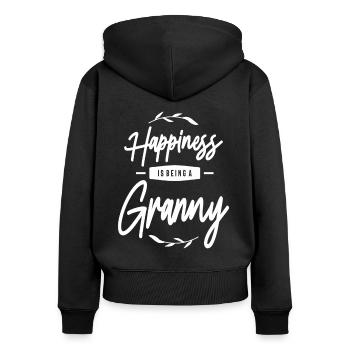 Womens Happiness Is Being a Granny - Women's Premium Organic Zip Hoodie - black - Back - Julia (174cm)