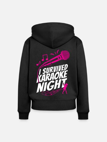 Karaoke Singer I Survived Karaoke - Frauen Premium Bio Zip Hoodie - Schwarz
