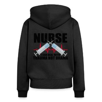 Krankenschwester Krankenpflege Klinik Sanitäter - Frauen Premium Bio Zip Hoodie - Schwarz - Hinten - Julia (174cm)