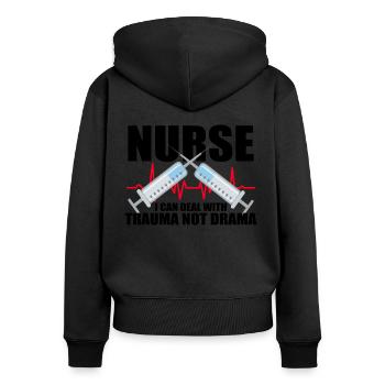 Nurse Nursing Clinic Paramedic - Women's Premium Organic Zip Hoodie - black - Back - Julia (174cm)