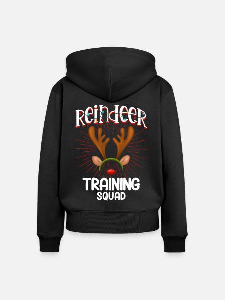 Reindeer Training Squad - Frauen Premium Bio Zip Hoodie - Schwarz